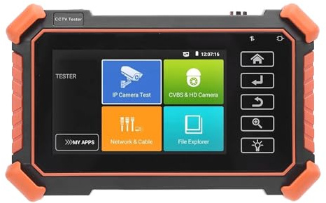 Luocute Tester per Telecamere IP di Sicurezza, Touch Screen IPS da 4 Pollici Tester CCTV IP 8K 32MP con Poe WiFi H.265+ per Test Telecamere di Rete Analogiche TVI CVI AHD (Spina UE da 100 a 240 V)