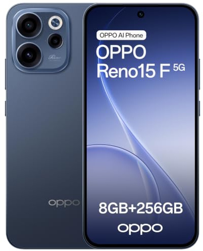 OPPO Reno15 F 5G Smartphone Android, 8+256GB, Display 6.57 120Hz, Fotocamera Grandangolare 50MP FOV 100°, AI Portrait Glow, Batteria 6500mAh, IP69, Ricarica flash 80W SUPERVOOC, Twilight Blue