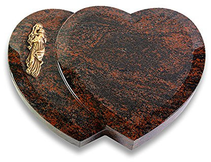 Grabplatte, Grabstein, Grabherz, Urnengrabstein Modell Amoureux 40 x 30 x 7 cm Aruba-Granit, poliert inkl. Gravur (Bronze-Ornament Maria)