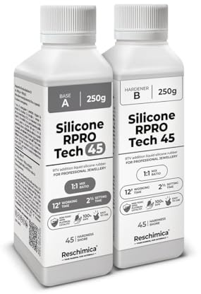 Silicone pour moulage Traslucide 1:1 R PRO TECH 45, Facile à Utiliser, très résistant et non toxique, idéal pour résines, cire, plâtre et autres matériaux (500 gr)