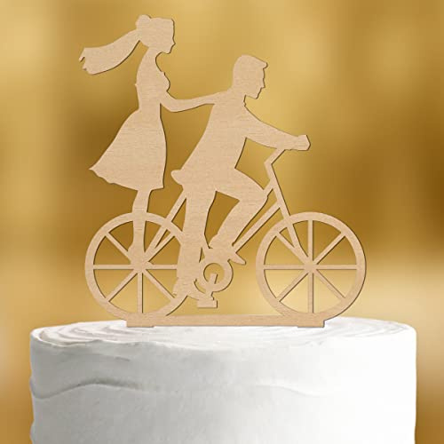 Cake Topper Fahrrad [mit Brautpaar] - deko Holz Hochzeit Hochzeitstorte Kuchendeko Tortendekoration Verlobung Tortenstecker Tortendeko Wedding cake