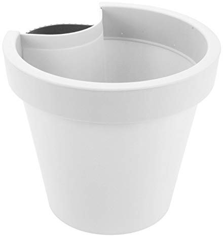 Spetebo Pot de fleurs rond en plastique avec sangle de fixation et trou de drainage - 24 x 21 cm - Blanc