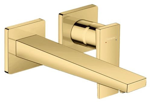 Hansgrohe Metropol Grifo monomando de lavabo empotrado con manecilla plana caño 22,5 cm, color oro pulido, 32526990