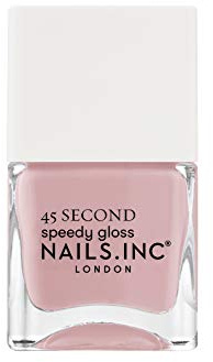 Nails.INC 45 Second Speedy Gloss, Kings Cross Keeps Cool, Mauve, 14 ML | Quick-dry, air-dry formula delivers a professional, glass-like shine that resists chipping for days.