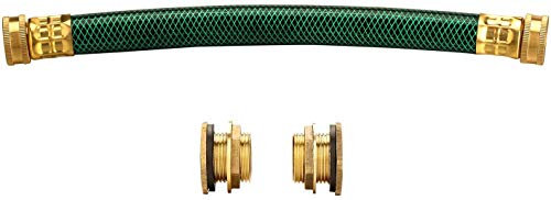 WADEO Regentonnen Verbindungsset, 19mm (3/4), Schlauchlänge 33 cm, Verbindungsschlauch für Regenwasser-Tonnen, inkl. 2 Schlauchstutzen mit Kontermutter - Regentonnenverbindung