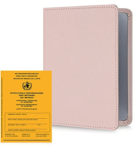 kwmobile Protection carnet de Vaccination - Couverture 93 x 130 mm en Similicuir pour Passeport vaccinal européen - Or Rose