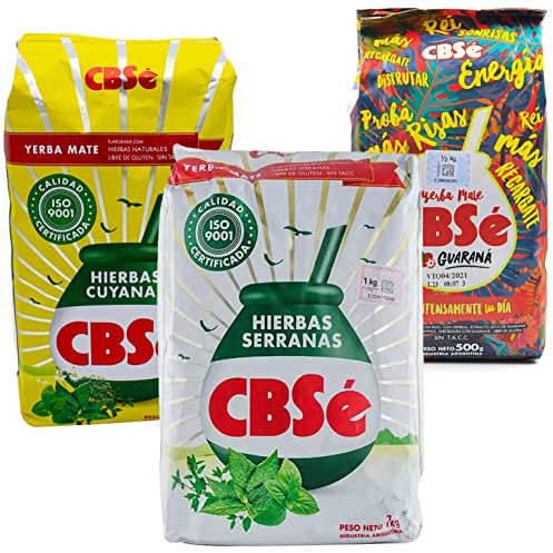 CBSé Yerba Maté Guarana 0.5 kg + CBSé Yerba Maté Herbes de Montagne 0.5 kg + CBSé Yerba Maté Herbes de Cuyan 0.5 kg|Thé maté d'Argentine | Boisson revigorante et énergisante