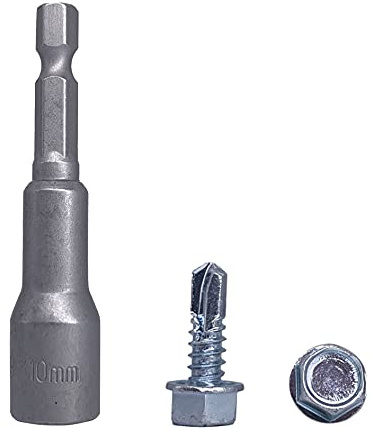 Confezione da 50 viti DIN 7504 K in acciaio zincato 6,3 x 19 mm, viti autoperforanti, testa esagonale rondella autofilettante (50, 6,3 x 19 mm)