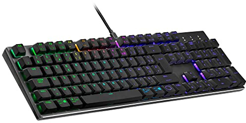Cooler Master SK652 Clavier Mécanique AZERTY FR, Taille Standard, Touches Flottantes Low Profile, Red Switches, Rétroéclairage RGB par Touche, Filaire (USB Type-A), Compatible PC & MacOS - Gris Métal