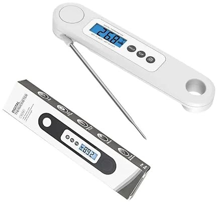 Digital Cooking Food Thermometer Instant Read Food Home Brewing Thermometer for Oven Kitchen Smoker Grill BBQ Milk Jam Temperature Probe (White)