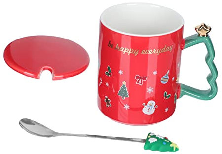 Alipis Weihnachtsbecher aus Keramik Kaffeetassen mit Henkel für Saft Milch Kaffee Tee Wasser Festliche Motive Tragbar für Frühstück und Andere Anlässe