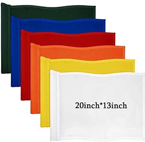Nuenen 6 Pieces Large Golf Flags with Tube Inserted 20 x 13 Inch 420D Nylon Golf Pin Flags Waterproof Putting Green Pin for Backyard Practice Courses Country Club Garden(Multicolor)