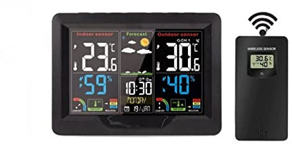 Estación meteorológica digital Estación meteorológica Termómetro interior inalámbrico Higrómetro Reloj despertador digital Barómetro Medidor de pronóstico Pronóstico del tiempo para el hogar (3 s