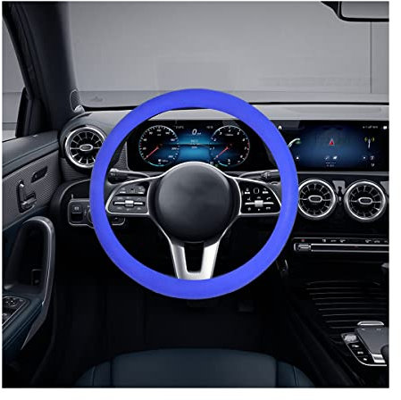 JNNJ Antidérapant Couvre Volant Respirant, Enveloppe De Volant en Silicone, Respirant Élastique Professionnel Couvre De Universelle, Protège Volant Souple Durable Accessoire De Voiture(Bleu)