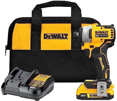 DEWALT ATOMIC 20V-Max Brushless/Cordless Compact 1/4 in. Impact Driver Kit w/Charger, 2.0Ah-Battery, Bag&Belt Clip