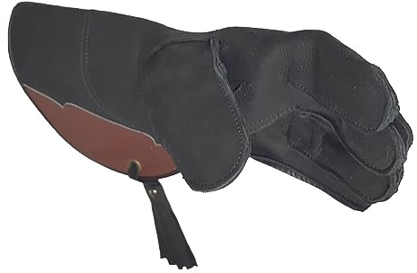 VlaMiTex J52 Gant de Fauconnier en Cuir Noir pour Faucon et Faucon de Proie (Teille S)