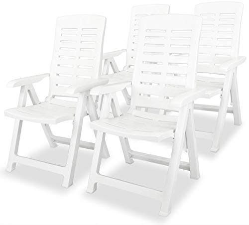 ARKEM Garten-Liegestühle 4 STK. Kunststoff Weiß Sonnenliege Rattan Sonneninsel Outdoor Wetterfest Saunaliegen