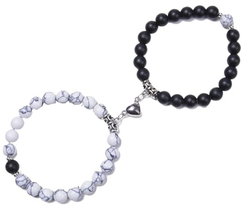 EHOTER Freundschafts-Armbänder, passende Paare, Perlenschmuck mit magnetischem Herz und Gitarre, für beste Freunde, Geschenk für Paare, beste Freunde, Geschenk für beste Freunde