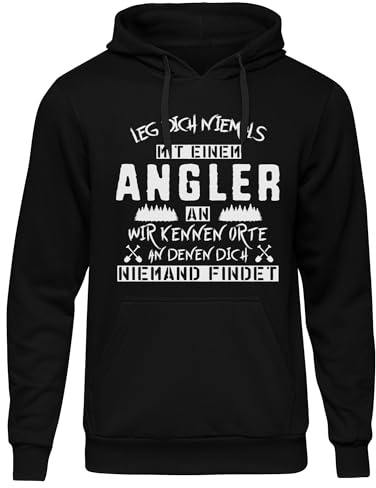Leg Dich Niemals mit einem Angler an Herren Kapuzenpullover | Angler Pullover Angel Norwegen Fishing Hoodie Sprüche Urlaub Fun