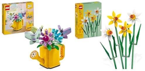 LEGO Creator 3in1 Gießkanne mit Blumen Set, Kinderzimmer-Deko, Baue eine Gießkanne & 40747 Creator Narzissen, Künstliches Blumen-Set für Kinder, präsentiere diesen Blumenstrauß