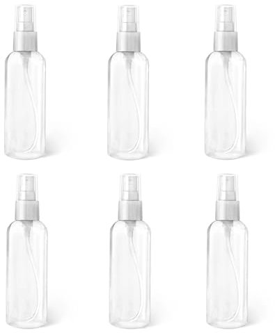 HAALII Empty Clear Fine Mist Spray Bottles Plastic, Small Spray Bottle 50ml Atomiser fine plastic Refillable Mist Empaty Spray Bottles for Traveling Make-up Skincare Cleaning Liquids 6 Pcs