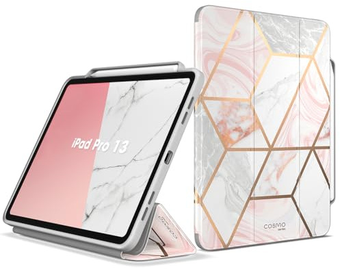 i-Blason für iPad Pro 13 Zoll Hülle M4 2024 mit Stifthalter, Bumper Case Trifold Ständer Weiche TPU Schutzhülle [Cosmo] mit Auto Schlaf/Wach iPad Pro M4 Cover für iPad Pro 13 Zoll (Marmor)