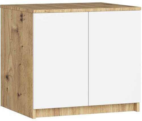 AKORD Schrankaufsatz S60 60 cm | mit 2 Türen | Garderobenerweiterung | Erweiterung für einen Kleiderschrank | Deckenschrank | B60 x H55 x T51 cm | Gewicht 21,00 kg | Artisan Eiche/Weiß