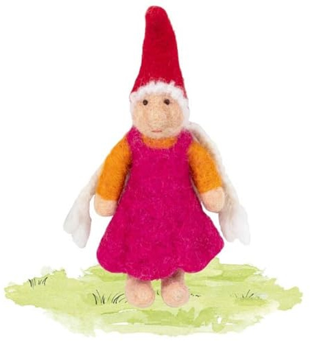goki Evolution 51456 - Filzzwerg Thilda aus Wollfilz, fantasieanregendes Spielzeug für Kinder, fördert Feinmotorik und Taktile Wahrnehmung, handgefertigt in Nepal, ab 3 Jahre
