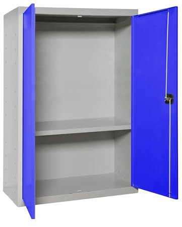 Simon Rack Amario Metálico Almacenaje, Armario Multiusos, 2 Puertas, 1 Estantes, 900x800x400 mm, MONTADA, Gris/Azul - Simonlocker