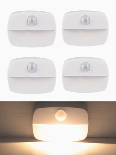 LEBEXY 4 Pack LED Nachtlicht mit Bewegungsmelder，Smart Warmweißes Nachtlampe für Kinder Schlafzimmer Flur Küche Wohnzimmer, Badezimmer Treppe, Garage (4 Pack)