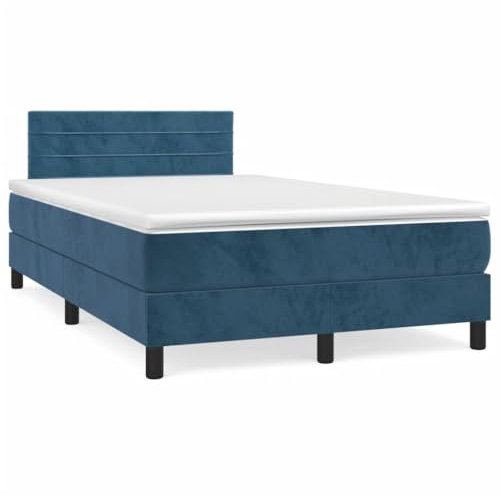 qohoio Boxspringbett mit Matratze Betten Mit Matratze Schlafzimmer Bett Boxspringbett Mit Matratze Dunkelblau 120x190 cm Samt / 3269847