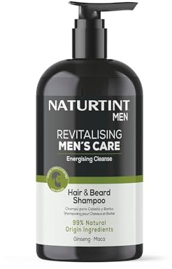 Naturtint Revitalising Men's Care - Hair and Beard Shampoo - Energising Cleanse with Ginseng and Maca Extracts (500ml)