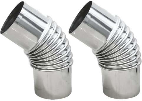 AWISEFULL Tubo per stufa in acciaio inox, 6 cm, 2 pezzi, prolunga per canna fumaria, per stufe a legna da esterni (45 gradi)