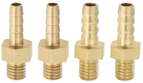 Wjelet 4 conectores de manguera de latón M5 x 0,8 con púas, acoplamiento de manguera con rosca exterior para manguera de 3 mm y 4 mm, conector roscado para acuario, estanque, piscina, aire y mangueras