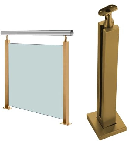 Colonna per ringhiera in Vetro, palo per ringhiera in Vetro Dorato, Colonna per balaustra in Vetro in Acciaio Inossidabile per gradini del Ponte, Balcone, Pannelli per ringhiera in Vetro con