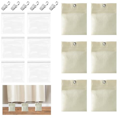 INNAL 6 Pack Outdoor Curtain Weights, Heavy Duty Drapery Weights Patio Curtain Sand Bags with Clips & Sealed Bags for Pergola Drapes Cabana Gazebo Tablecloths Garden Tents