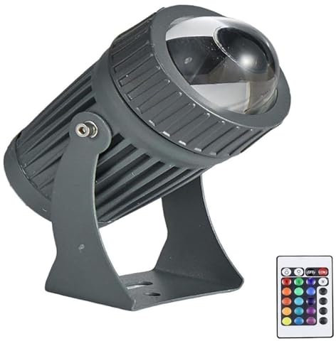 Faretti LED Rotanti - Proiettori A LED A Lungo Raggio, 10W Lampada Da Parete Per Esterni Illuminazione Paesaggistica, Faretto LED A Fascio Stretto Impermeabile IP65, Per Giardino, Cortile(RGB+remote c