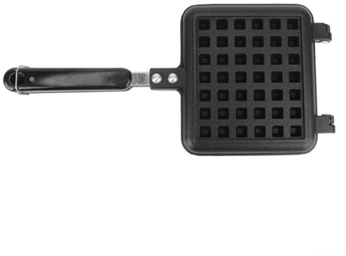 Feeshoppher Gaufrier belge en métal anti-adhésif pour cuisinière à gaz, moule à sandwich rotatif avec chauffage double face, outil de cuisine (gaufres à une tête)