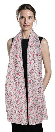 ERAKLE Bufanda de seda y algodón para mujer, elegante y ligera, para todas las estaciones, diseño floral, animal o geométrico, idea de regalo chic, 200x70 cm