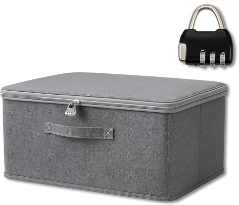 ZORVEXLYNX Lockable Storage Box, Foldable Storage Box with Lock, Storage Solution for Home Organization, Under-Bed Storage, Travel Packing(30 X 20 X 14 Cm)