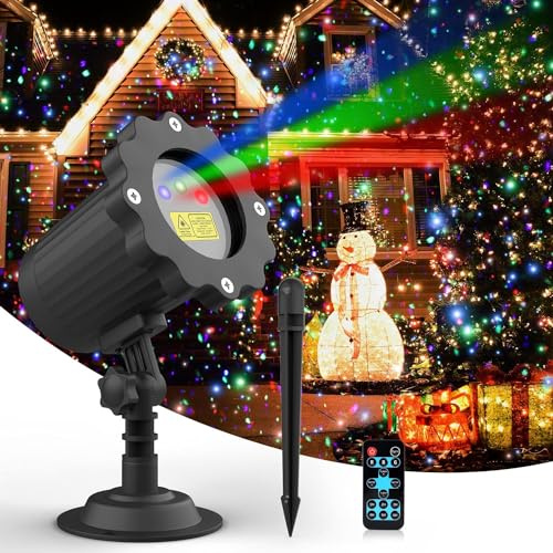 Lmozim 2025 Newest Christmas Projector Lights Outdoor, Christmas Laser Lights Outdoor Projector 3 Colors Waterproof IP65 for Winter,Xmas,New Year, Christmas Garden Holiday Party Home Decor