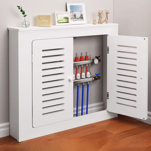 Generico Mensola Decorativa per Armadio riscaldante, Copertura ventilata per radiatore con 2 Ante, Protezione sicura dal Vapore, Elegante Soluzione di stoccaggio per la casa in Soggiorno (L80xA90xP20