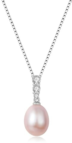 YAMI Perlenkette, Süßwasser-/Meeresperlenkette, 9-13mm Schwarze/Weiße/Rosa-Lila Echte Perlenkette Damen, 925er Sterlingsilber Rhodiniert, 45+5 cm Verstellbare Kettenlänge, Schmuckgeschenk für Damen