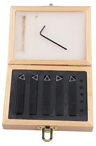 5Pcs 3 / 8in Wendeschneidplatten Drehmeißel Set, Hartmetall, 60° / 75° / 90° Schneidköpfe - Hohe Verschleißfestigkeit, Vielseitig für Drehen, Plandrehen und Anfasen
