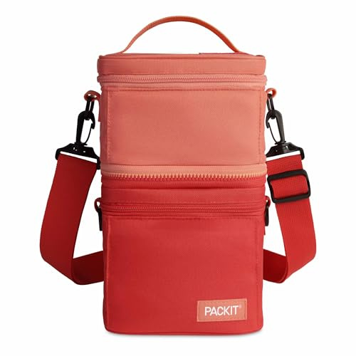 PackIt MOD 3-IN-1 Lunch Box Small, Sky Blue/Azure Blue, Triple Function System, Insulated and Freezable with EcoFreeze Technology, Adjustable Removable Crossbody Strap, Use Together or Separate