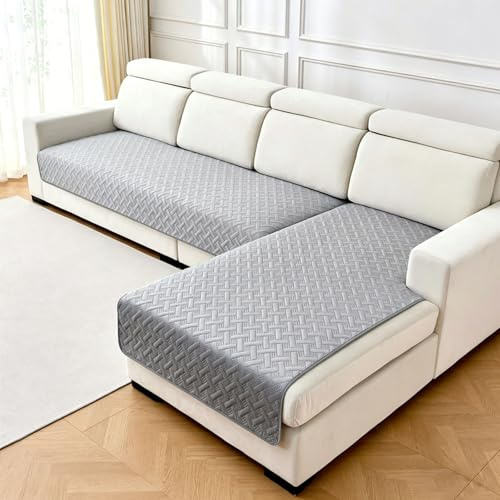 Luxvara Sofabezug Ecksofa 1/2/3/4 Sitzer, Sofabezüge Couch Überzug L Form Sofa Überzug Universelle rutschfeste Sofaschoner, Hund Katze Waschbar Sofaüberwürfe für Wohnzimmer, 1 Stück (Grau, 90x160cm)