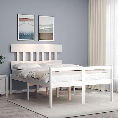 Genérico Cama para Personas Mayores con cabecero Madera Maciza Blanco, Camas y somieres Blanco,3195387