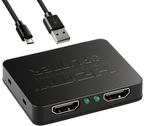 Duplicador HDMI, Divisor HDMI 1 Entrada 2 Salidas 4K 3D 1080p Doble HDMI | HDMI Splitter 1 Input 2 Output, HDMI Switch Ladron 60Hz para HDTV Consolas de Juegos Admite Pantalla HDCP 3D UHD Proyectores