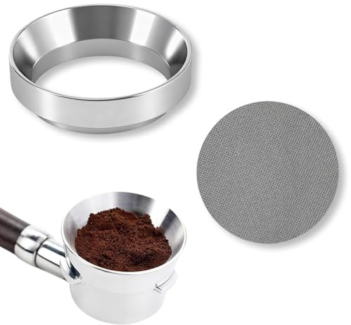 Targonix Anillo dosificador de café de 58 mm con embudo de pantalla y embudo de espresso, portafiltros, accesorios de metal para cafeteras espresso, juego para ayudar a la distribución durante el