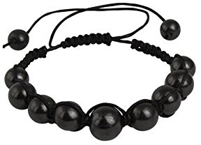 Heka Naturals Pulsera de Piedras Shungite | Joyería de Cristal Negro Hecha a Mano para Protección contra CEM -Pulseras de los Chakras, Joyería Espiritual - Brazalete Piedra de Sanación Natural